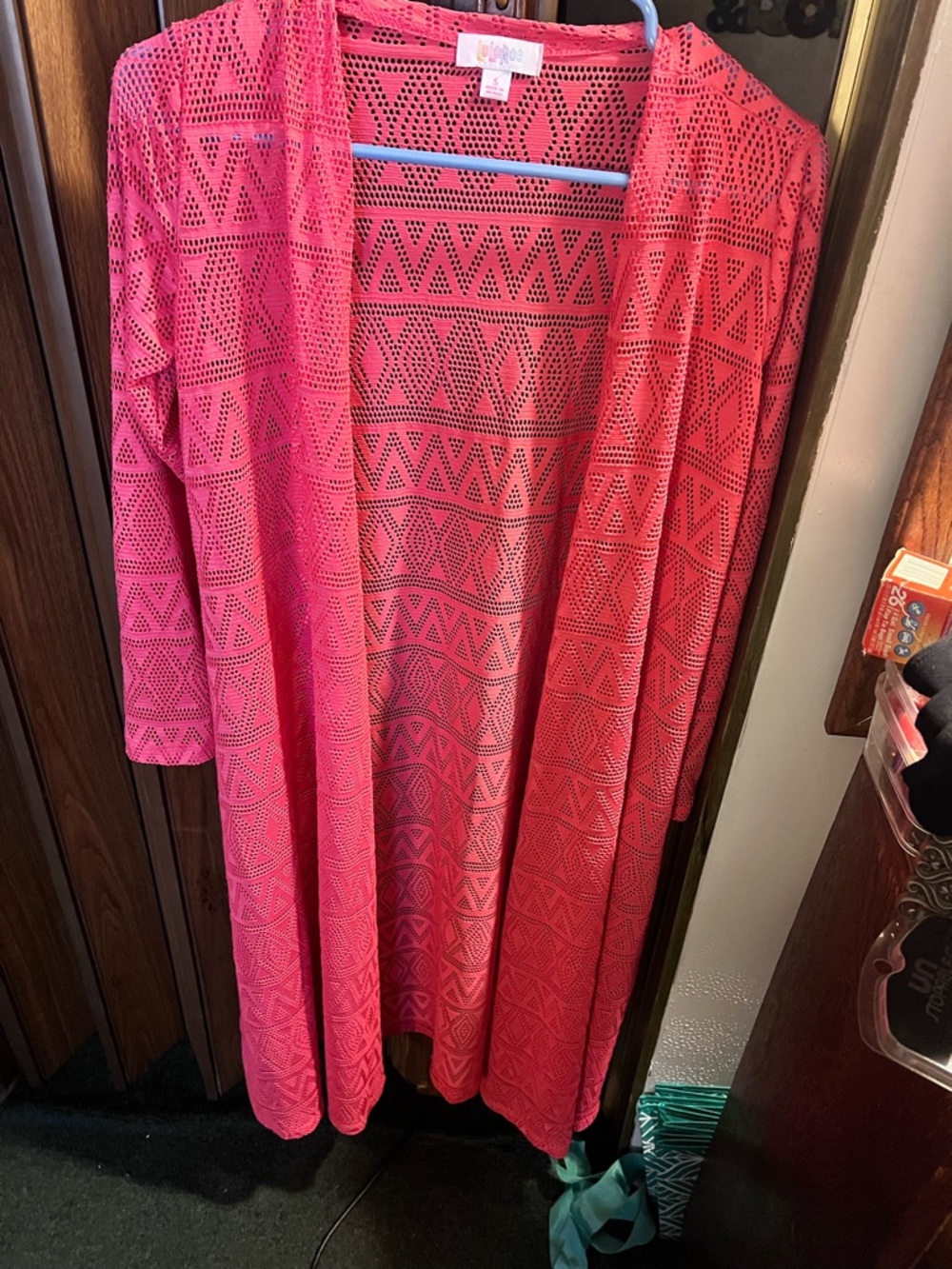 Hot Pink Crochet Duster Cardigan